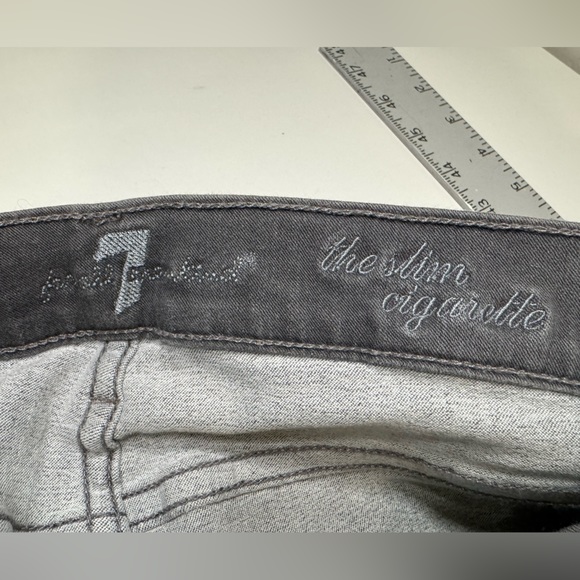 7 for All Mankind Jeans The Slim Cigarette Raw Hem GRAY SIZE 26 - Picture 10 of 16